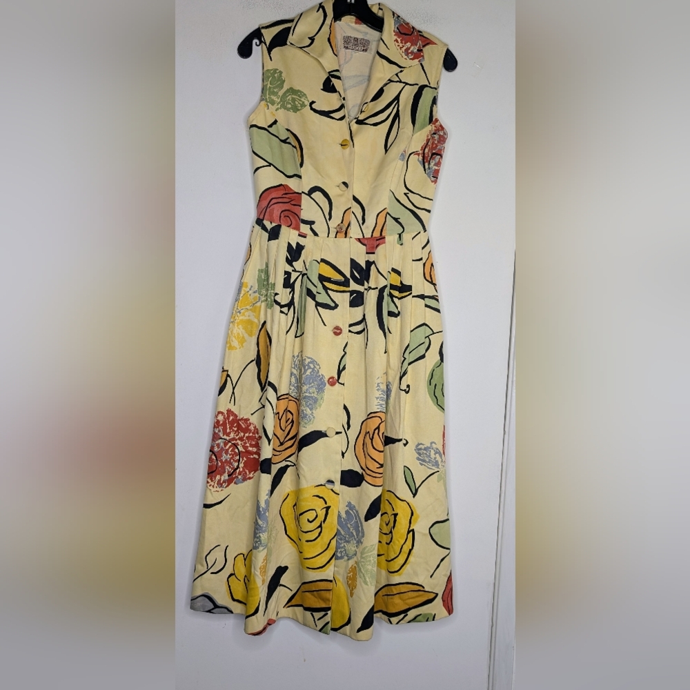Vintage Makola  • Floral 50s / 60s Style  Yellow Dress
